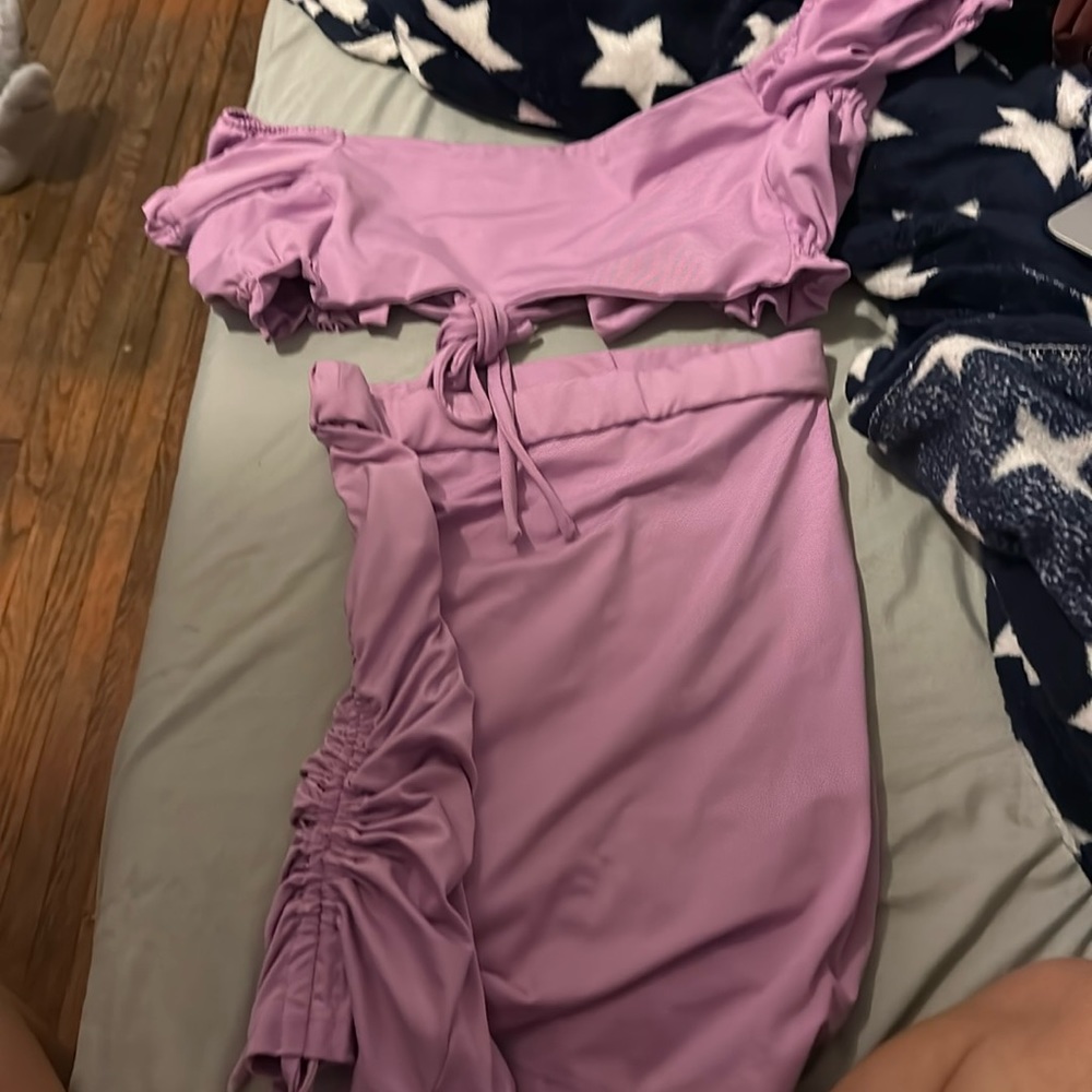 Fashion nova two piece lavender crop top and skirt set